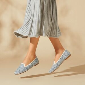 VIVAIA Knit Loafer Flats‎ Comfortable Slip On Shoes Blue White Size 9 EUR 40